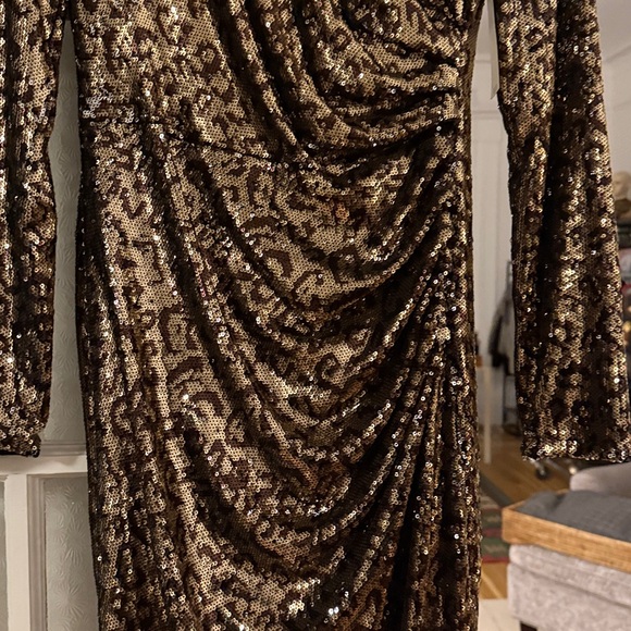 DRESS THE POPULATIONS sequins leopard cocktail dress M New with tags. - Picture 8 of 8